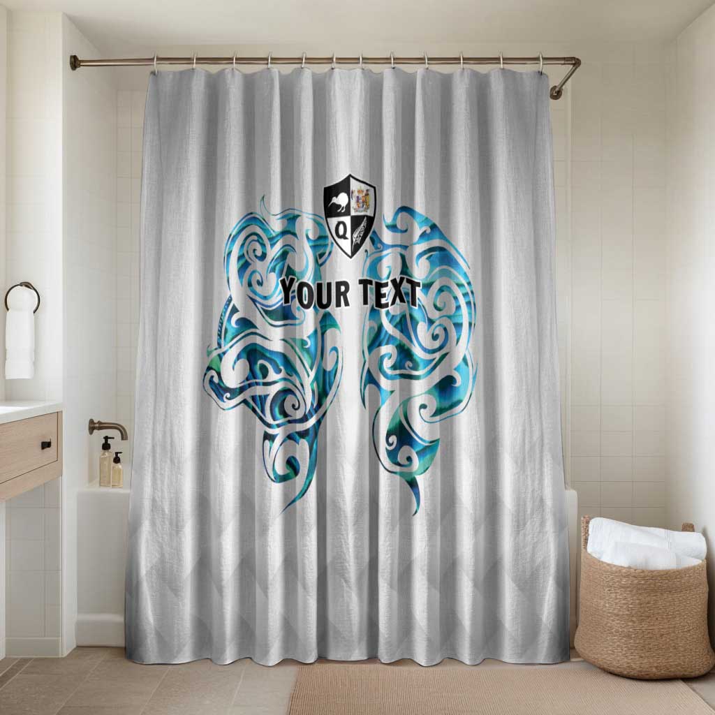 Queensland Maori Kiwi Personalised Bathroom Set Ma Kakariki Papua Shell Maori Tribal Tattoo LT9 Shower Curtain Only White - Polynesian Pride