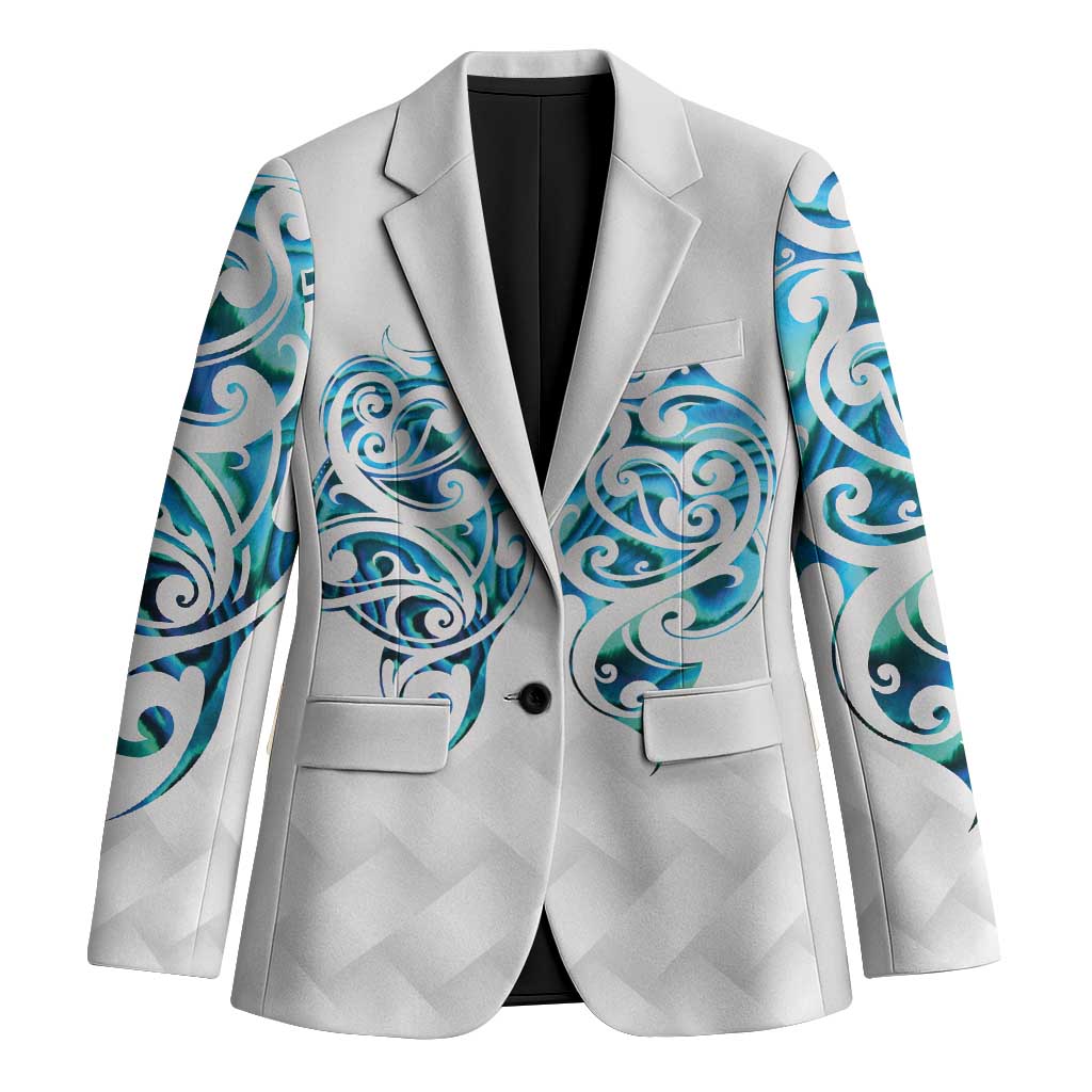 Queensland Maori Kiwi Personalised Blazer Ma Kakariki Papua Shell Maori Tribal Tattoo LT9 Unisex White - Polynesian Pride