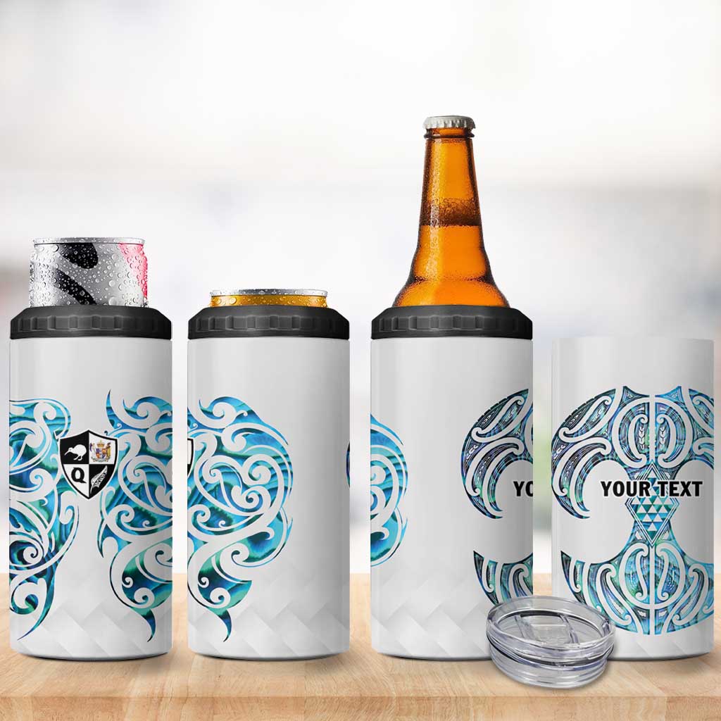 Queensland Maori Kiwi Personalised 4 in 1 Can Cooler Tumbler Ma Kakariki Papua Shell Maori Tribal Tattoo
