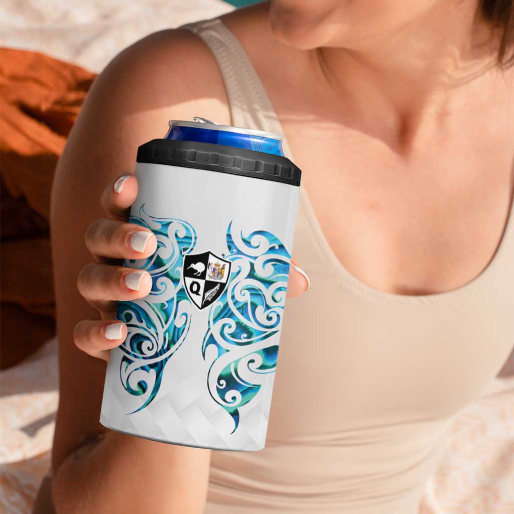 Queensland Maori Kiwi Personalised 4 in 1 Can Cooler Tumbler Ma Kakariki Papua Shell Maori Tribal Tattoo