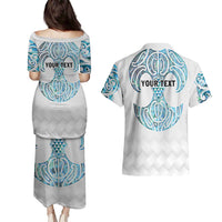 Queensland Maori Kiwi Personalised Couples Matching Puletasi and Hawaiian Shirt Ma Kakariki Papua Shell Maori Tribal Tattoo LT9 - Polynesian Pride