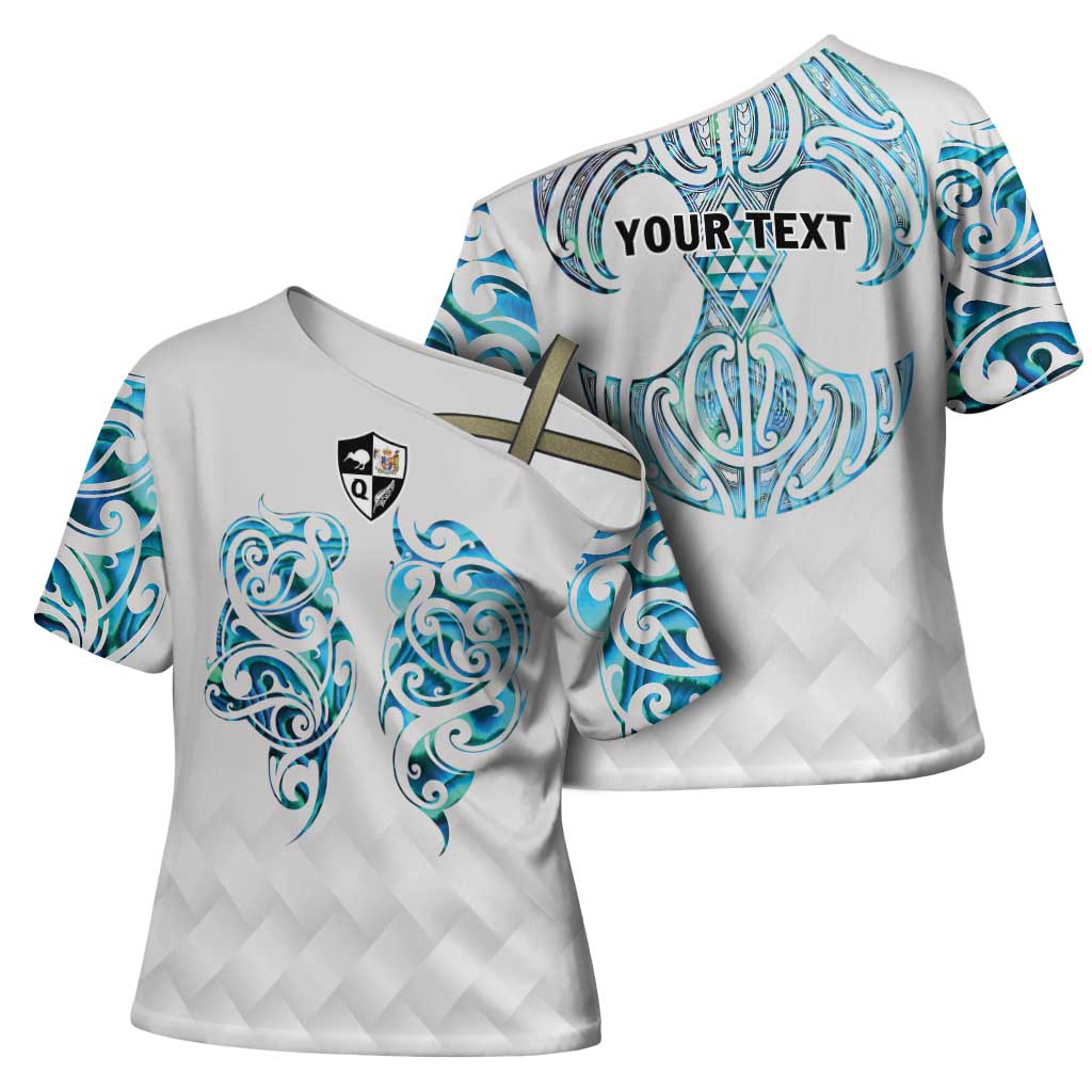 Queensland Maori Kiwi Personalised Cross Shoulder Shirt Ma Kakariki Papua Shell Maori Tribal Tattoo LT9 - Polynesian Pride