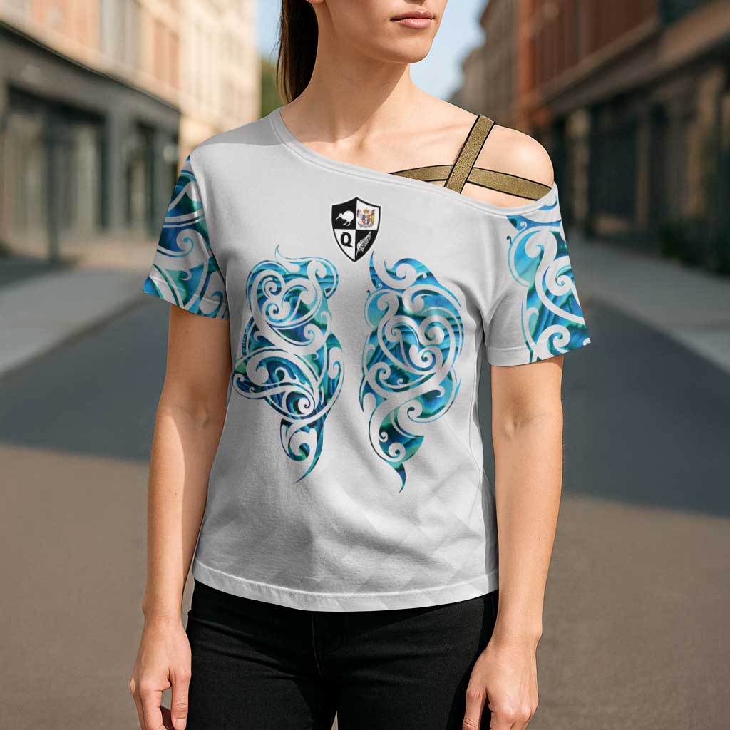 Queensland Maori Kiwi Personalised Cross Shoulder Shirt Ma Kakariki Papua Shell Maori Tribal Tattoo LT9 - Polynesian Pride