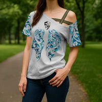 Queensland Maori Kiwi Personalised Cross Shoulder Shirt Ma Kakariki Papua Shell Maori Tribal Tattoo LT9 - Polynesian Pride
