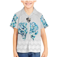 Queensland Maori Kiwi Personalised Family Matching Mermaid Dress and Hawaiian Shirt Ma Kakariki Papua Shell Maori Tribal Tattoo LT9 Son's Shirt White - Polynesian Pride