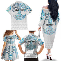 Queensland Maori Kiwi Personalised Family Matching Off The Shoulder Long Sleeve Dress and Hawaiian Shirt Ma Kakariki Papua Shell Maori Tribal Tattoo LT9 - Polynesian Pride