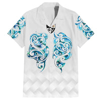 Queensland Maori Kiwi Personalised Family Matching Off The Shoulder Long Sleeve Dress and Hawaiian Shirt Ma Kakariki Papua Shell Maori Tribal Tattoo LT9 Dad's Shirt - Short Sleeve White - Polynesian Pride