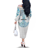Queensland Maori Kiwi Personalised Family Matching Off The Shoulder Long Sleeve Dress and Hawaiian Shirt Ma Kakariki Papua Shell Maori Tribal Tattoo LT9 - Polynesian Pride
