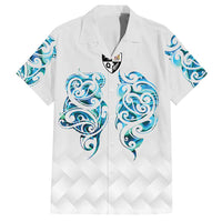 Queensland Maori Kiwi Personalised Family Matching Off Shoulder Short Dress and Hawaiian Shirt Ma Kakariki Papua Shell Maori Tribal Tattoo LT9 Dad's Shirt - Short Sleeve White - Polynesian Pride