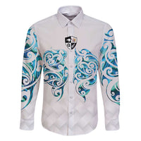 Queensland Maori Kiwi Personalised Family Matching Short Sleeve Bodycon Dress and Hawaiian Shirt Ma Kakariki Papua Shell Maori Tribal Tattoo LT9 Dad's Shirt - Long Sleeve White - Polynesian Pride