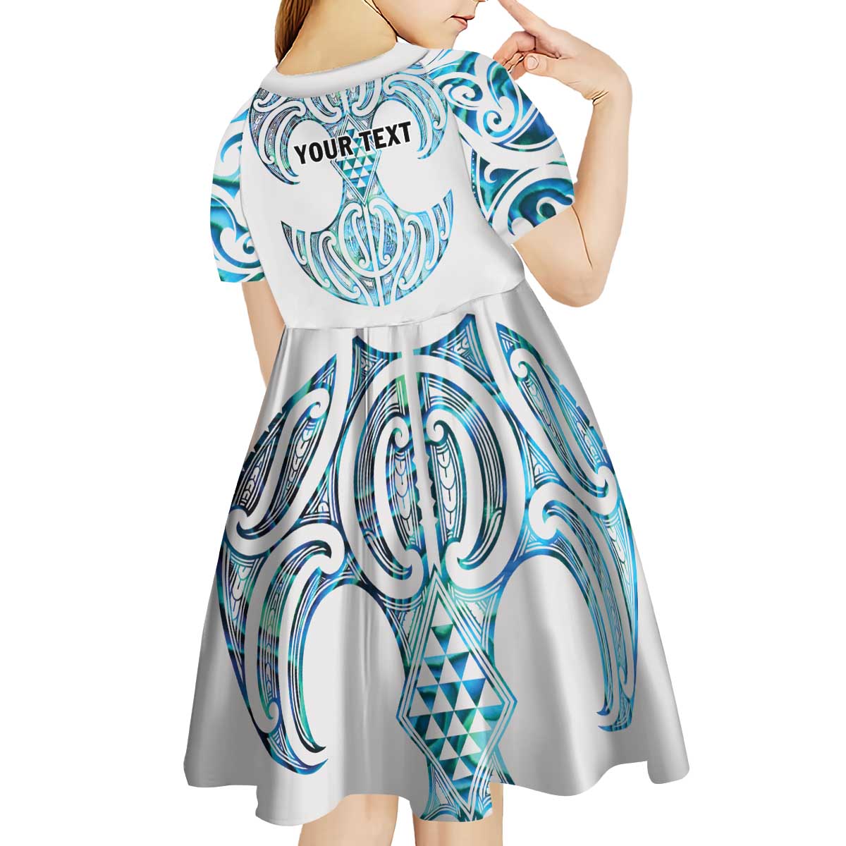 Queensland Maori Kiwi Personalised Kid Short Sleeve Dress Ma Kakariki Papua Shell Maori Tribal Tattoo LT9 - Polynesian Pride