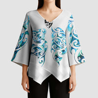 Queensland Maori Kiwi Personalised Kimono Sleeve Blouse Ma Kakariki Papua Shell Maori Tribal Tattoo LT9 - Polynesian Pride