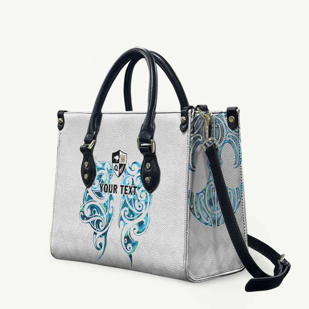 Queensland Maori Kiwi Personalised Leather Bag Ma Kakariki Papua Shell Maori Tribal Tattoo LT9 White - Polynesian Pride
