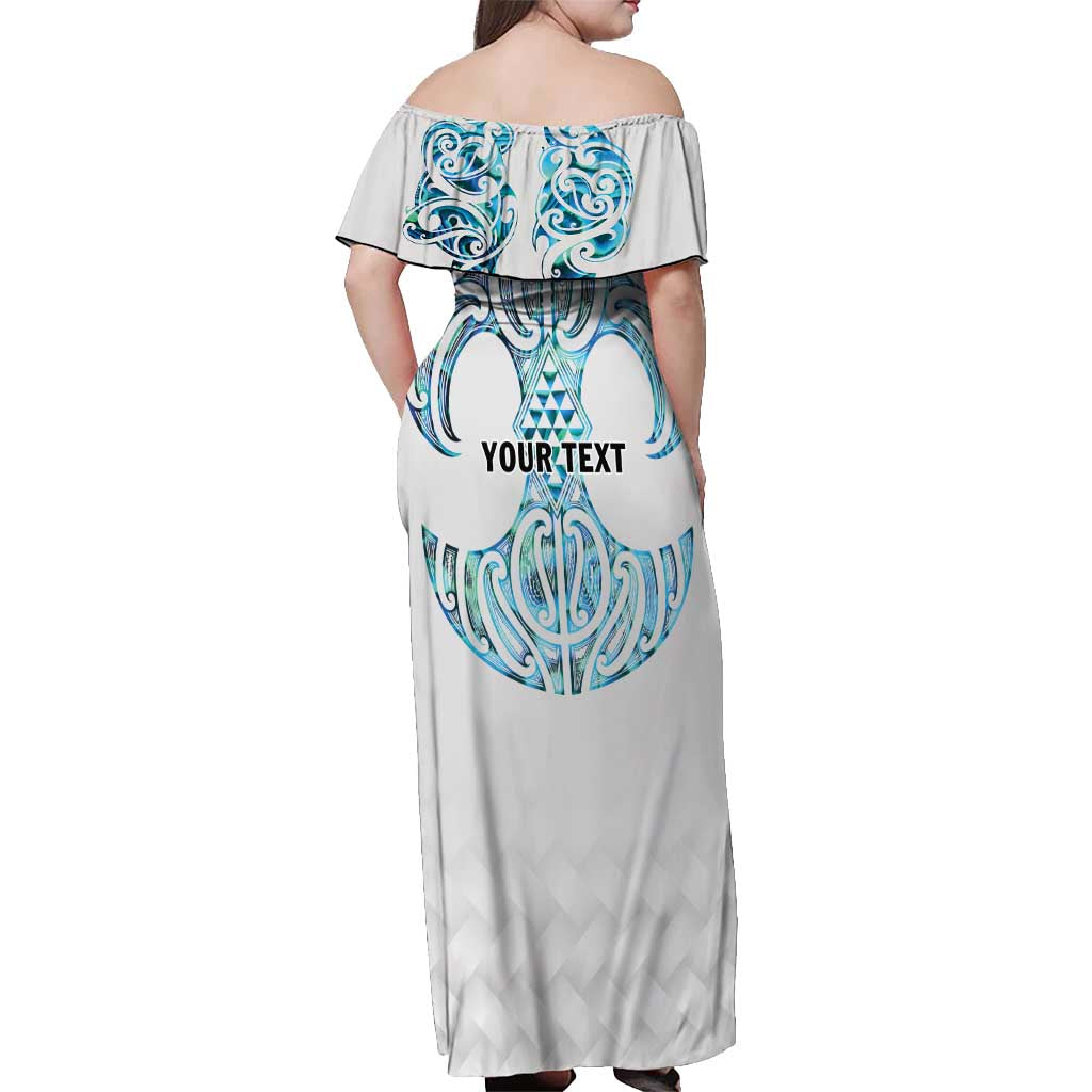 Queensland Maori Kiwi Personalised Off Shoulder Maxi Dress Ma Kakariki Papua Shell Maori Tribal Tattoo LT9 - Polynesian Pride