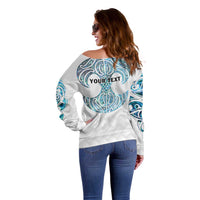 Queensland Maori Kiwi Personalised Off Shoulder Sweater Ma Kakariki Papua Shell Maori Tribal Tattoo LT9 - Polynesian Pride