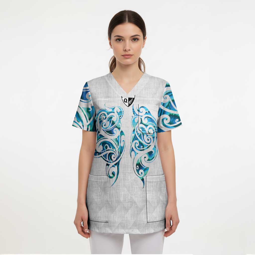 Queensland Maori Kiwi Personalised Scrub Top Ma Kakariki Papua Shell Maori Tribal Tattoo LT9 - Polynesian Pride