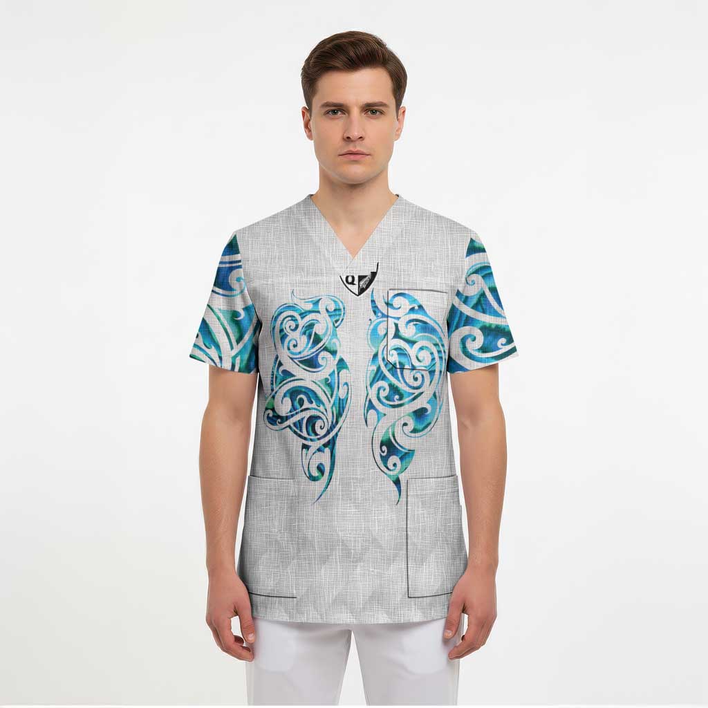 Queensland Maori Kiwi Personalised Scrub Top Ma Kakariki Papua Shell Maori Tribal Tattoo LT9 - Polynesian Pride