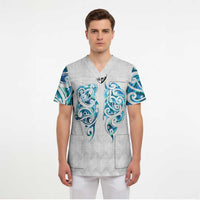 Queensland Maori Kiwi Personalised Scrub Top Ma Kakariki Papua Shell Maori Tribal Tattoo LT9 - Polynesian Pride