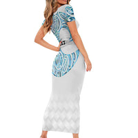 Queensland Maori Kiwi Personalised Short Sleeve Bodycon Dress Ma Kakariki Papua Shell Maori Tribal Tattoo LT9 - Polynesian Pride