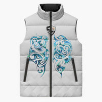 Queensland Maori Kiwi Personalised Sleeveless Puffer Jacket Ma Kakariki Papua Shell Maori Tribal Tattoo LT9 Unisex White - Polynesian Pride