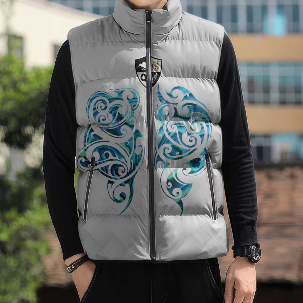 Queensland Maori Kiwi Personalised Sleeveless Puffer Jacket Ma Kakariki Papua Shell Maori Tribal Tattoo LT9 - Polynesian Pride