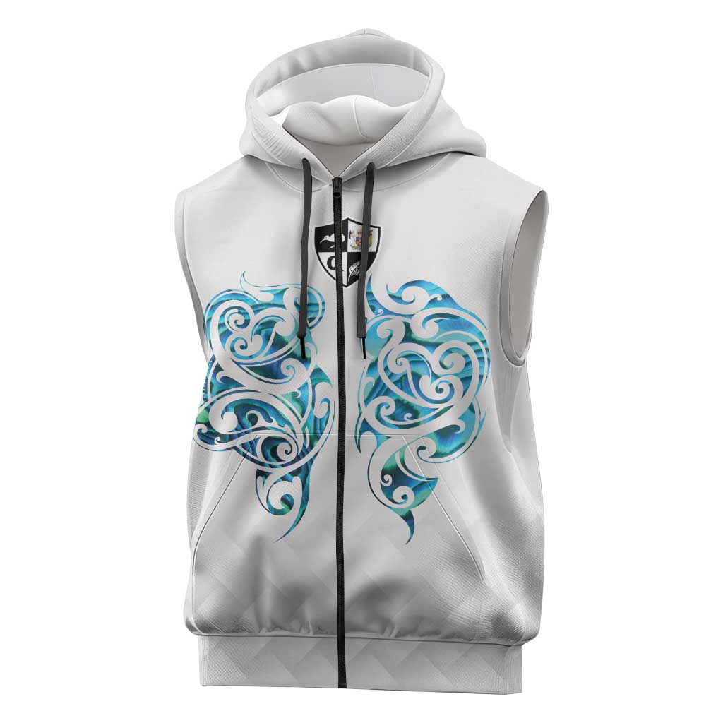 Queensland Maori Kiwi Personalised Sleeveless Zip Hoodie Ma Kakariki Papua Shell Maori Tribal Tattoo - Polynesian Pride