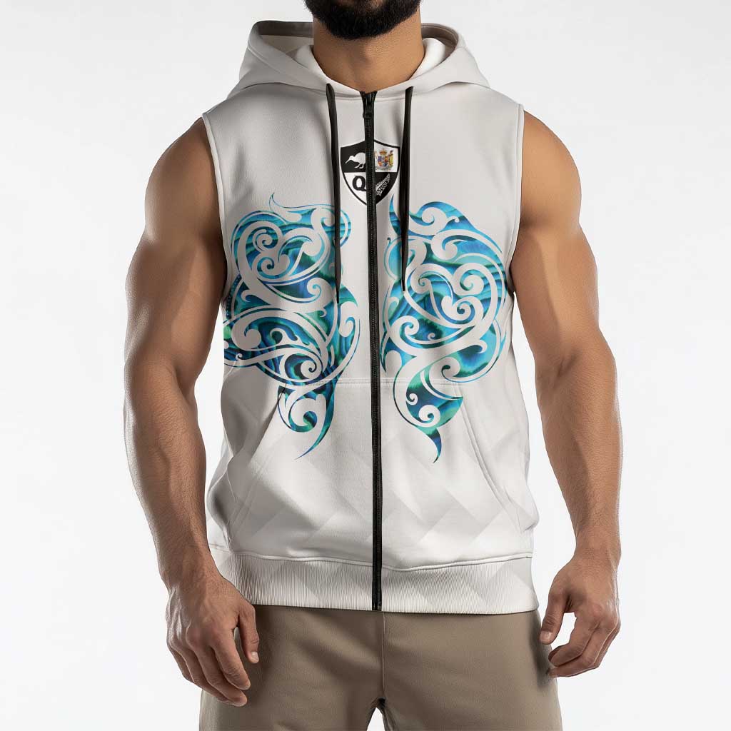 Queensland Maori Kiwi Personalised Sleeveless Zip Hoodie Ma Kakariki Papua Shell Maori Tribal Tattoo LT9 - Polynesian Pride
