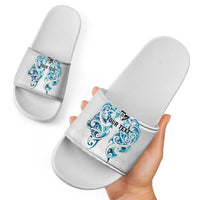 Queensland Maori Kiwi Personalised Slide Sandals Ma Kakariki Papua Shell Maori Tribal Tattoo LT9 - Polynesian Pride
