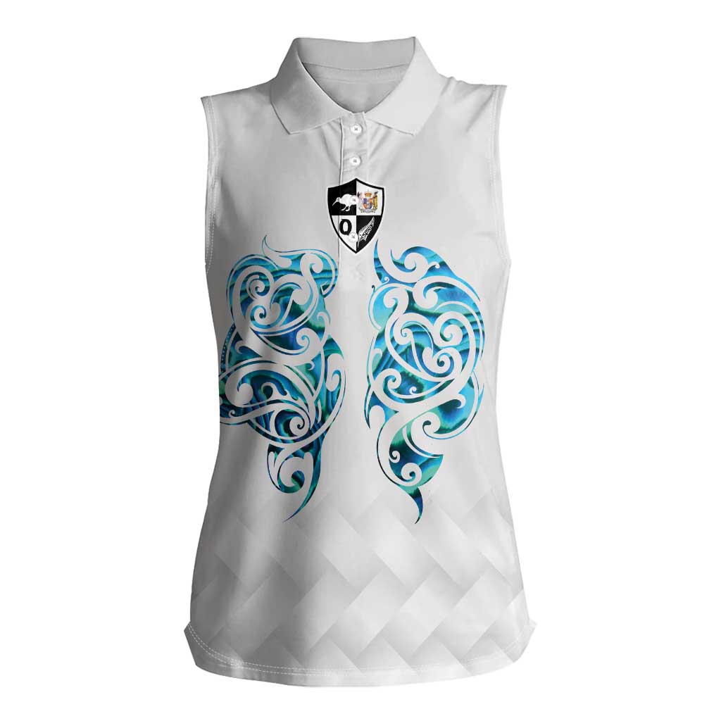 Queensland Maori Kiwi Personalised Women Sleeveless Polo Shirt Ma Kakariki Papua Shell Maori Tribal Tattoo LT9 Female White - Polynesian Pride