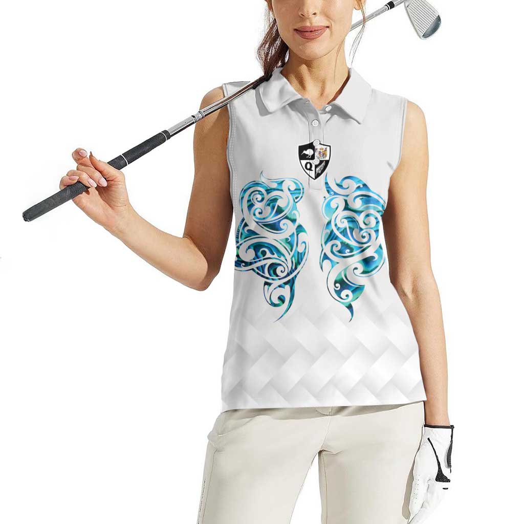 Queensland Maori Kiwi Personalised Women Sleeveless Polo Shirt Ma Kakariki Papua Shell Maori Tribal Tattoo LT9 - Polynesian Pride