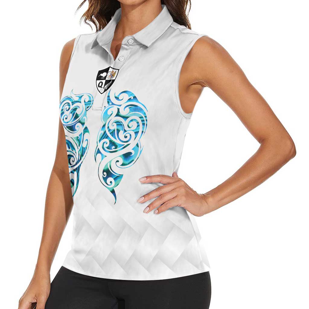 Queensland Maori Kiwi Personalised Women Sleeveless Polo Shirt Ma Kakariki Papua Shell Maori Tribal Tattoo LT9 - Polynesian Pride