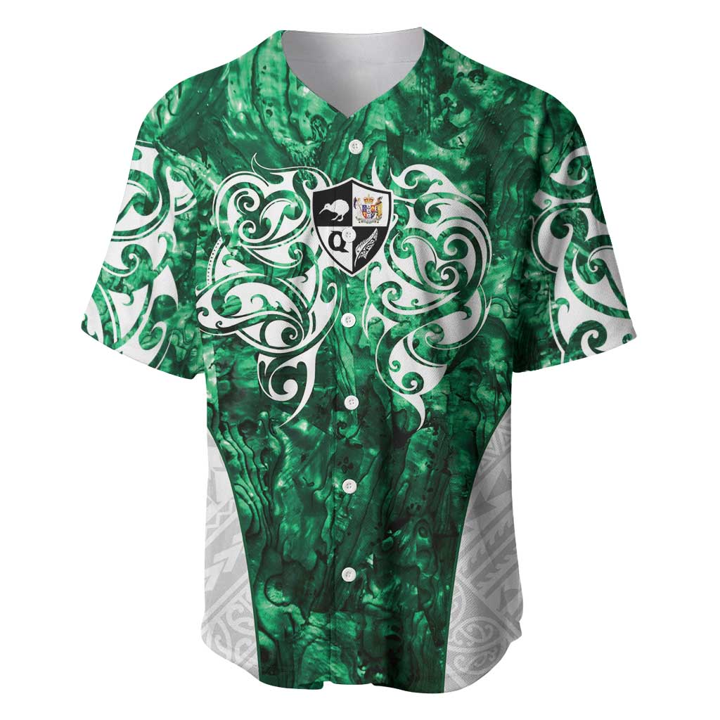 Queensland Maori Kiwi Personalised Baseball Jersey Kikirangi Papua Shell Maori Tribal Tattoo LT9 Green - Polynesian Pride