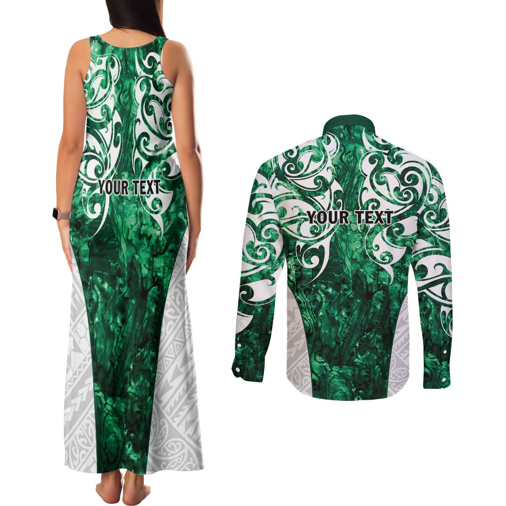 Queensland Maori Kiwi Personalised Couples Matching Tank Maxi Dress and Long Sleeve Button Shirt Kikirangi Papua Shell Maori Tribal Tattoo LT9 - Polynesian Pride