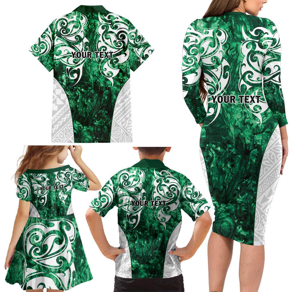 Queensland Maori Kiwi Personalised Family Matching Long Sleeve Bodycon Dress and Hawaiian Shirt Kikirangi Papua Shell Maori Tribal Tattoo LT9 - Polynesian Pride