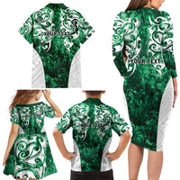Queensland Maori Kiwi Personalised Family Matching Long Sleeve Bodycon Dress and Hawaiian Shirt Kikirangi Papua Shell Maori Tribal Tattoo LT9 - Polynesian Pride