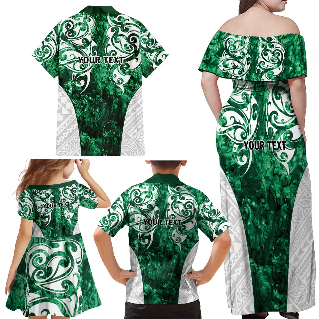 Queensland Maori Kiwi Personalised Family Matching Off Shoulder Maxi Dress and Hawaiian Shirt Kikirangi Papua Shell Maori Tribal Tattoo LT9 - Polynesian Pride