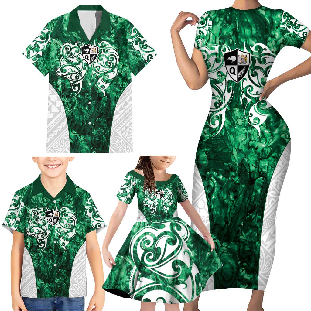 Queensland Maori Kiwi Personalised Family Matching Short Sleeve Bodycon Dress and Hawaiian Shirt Kikirangi Papua Shell Maori Tribal Tattoo LT9 - Polynesian Pride