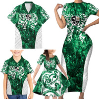 Queensland Maori Kiwi Personalised Family Matching Short Sleeve Bodycon Dress and Hawaiian Shirt Kikirangi Papua Shell Maori Tribal Tattoo LT9 - Polynesian Pride