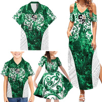 Queensland Maori Kiwi Personalised Family Matching Summer Maxi Dress and Hawaiian Shirt Kikirangi Papua Shell Maori Tribal Tattoo LT9 - Polynesian Pride