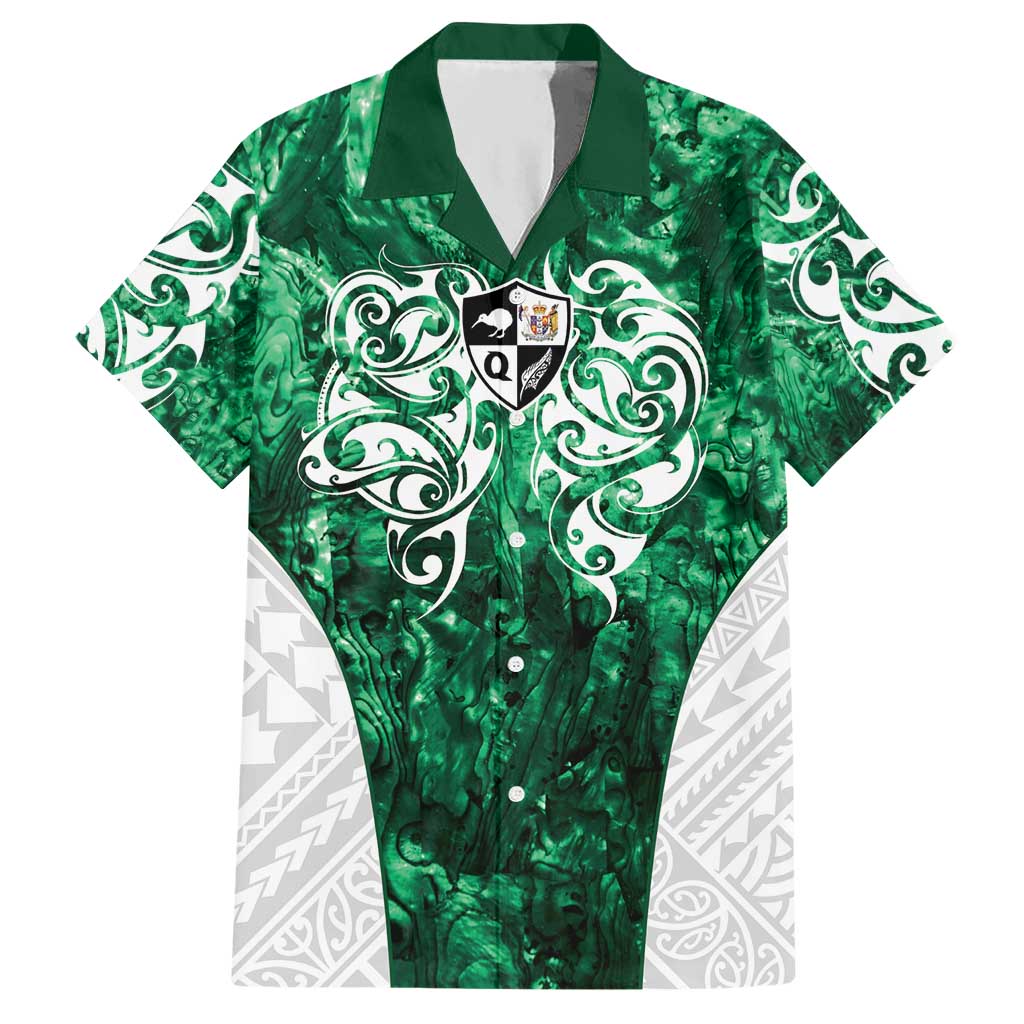 Queensland Maori Kiwi Personalised Hawaiian Shirt Kikirangi Papua Shell Maori Tribal Tattoo LT9 Green - Polynesian Pride