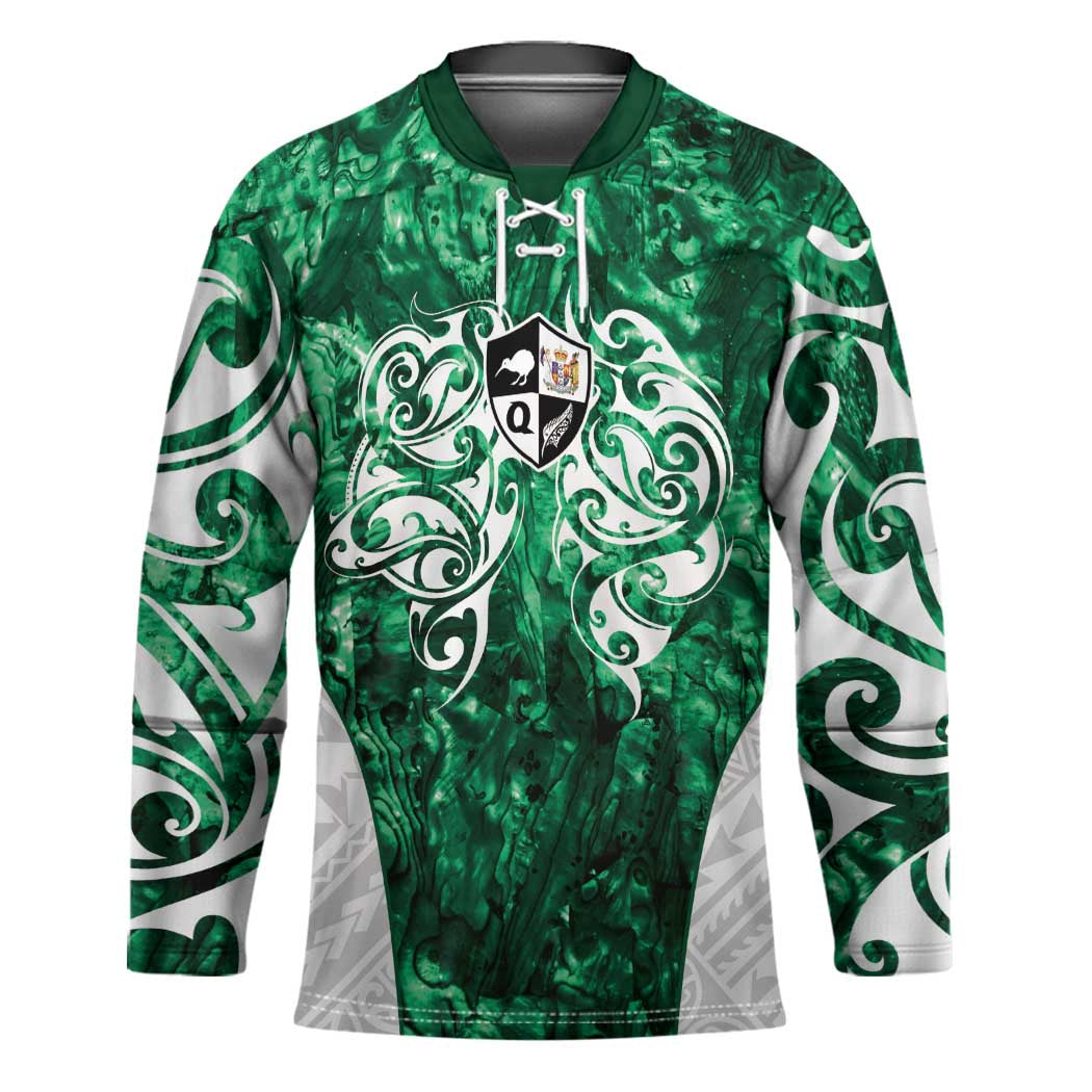 Queensland Maori Kiwi Personalised Hockey Jersey Kikirangi Papua Shell Maori Tribal Tattoo LT9 Unisex Green - Polynesian Pride