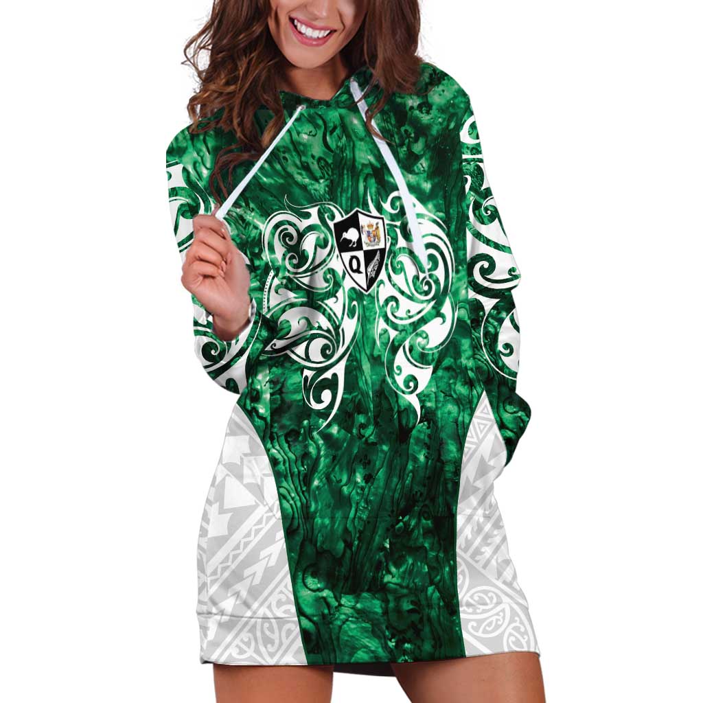 Queensland Maori Kiwi Personalised Hoodie Dress Kikirangi Papua Shell Maori Tribal Tattoo LT9 Green - Polynesian Pride