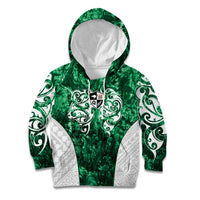 Queensland Maori Kiwi Personalised Kid Hoodie Kikirangi Papua Shell Maori Tribal Tattoo LT9 Hoodie Green - Polynesian Pride
