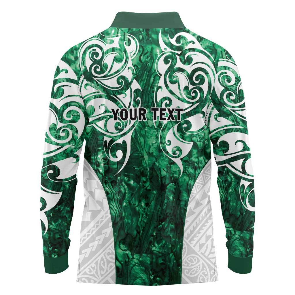 Queensland Maori Kiwi Personalised Long Sleeve Polo Shirt Kikirangi Papua Shell Maori Tribal Tattoo LT9 - Polynesian Pride