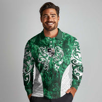 Queensland Maori Kiwi Personalised Long Sleeve Polo Shirt Kikirangi Papua Shell Maori Tribal Tattoo LT9 - Polynesian Pride