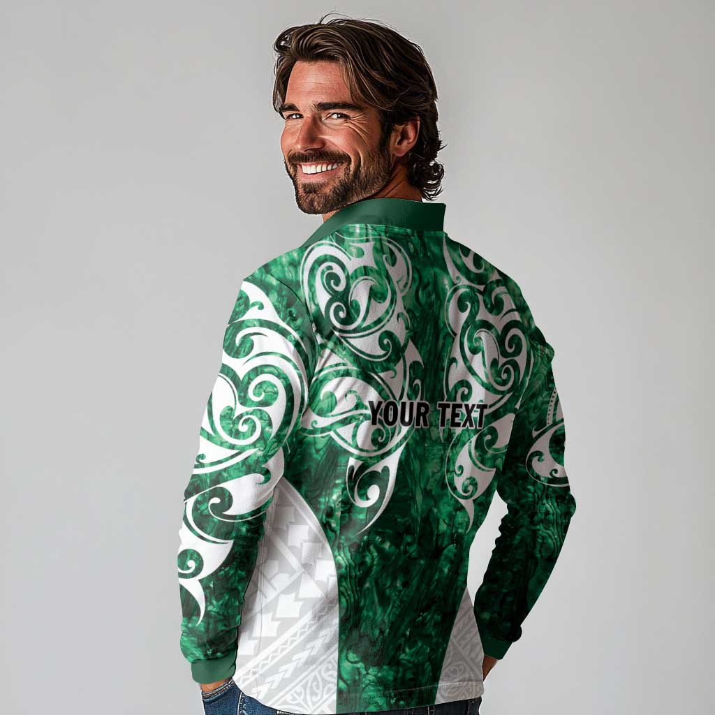 Queensland Maori Kiwi Personalised Long Sleeve Polo Shirt Kikirangi Papua Shell Maori Tribal Tattoo LT9 - Polynesian Pride