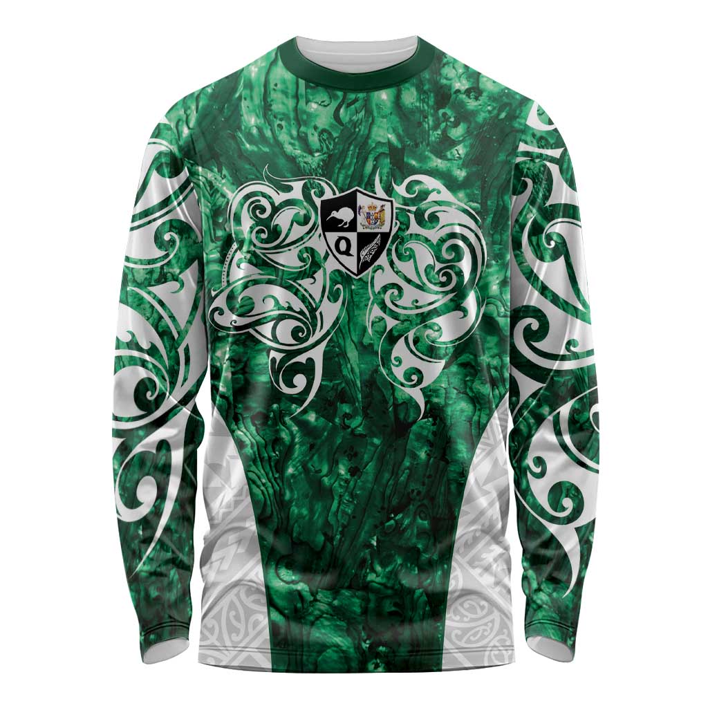 Queensland Maori Kiwi Personalised Long Sleeve Shirt Kikirangi Papua Shell Maori Tribal Tattoo LT9 Unisex Green - Polynesian Pride