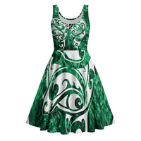 Queensland Maori Kiwi Personalised Midi Dress Kikirangi Papua Shell Maori Tribal Tattoo LT9 Green - Polynesian Pride
