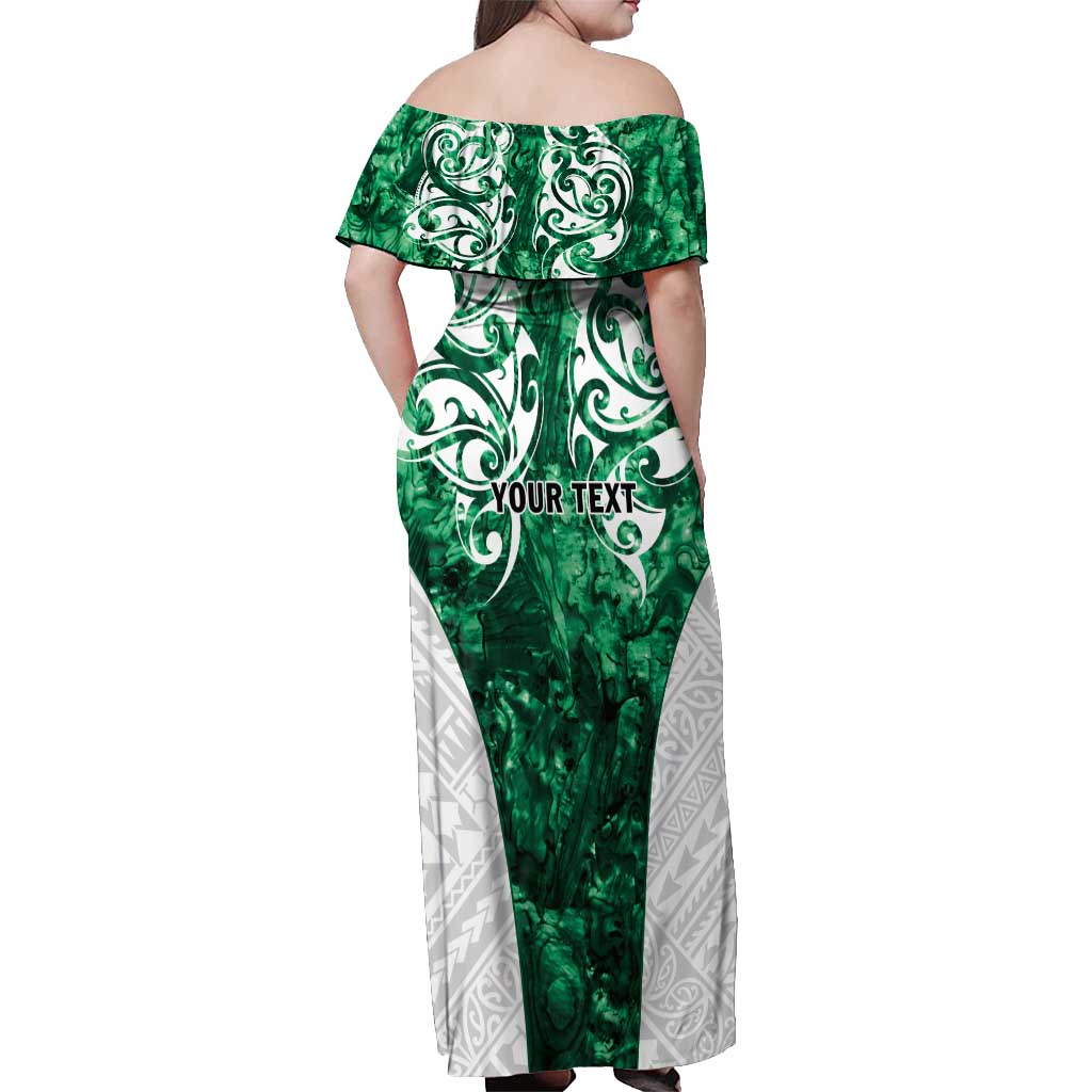 Queensland Maori Kiwi Personalised Off Shoulder Maxi Dress Kikirangi Papua Shell Maori Tribal Tattoo LT9 - Polynesian Pride