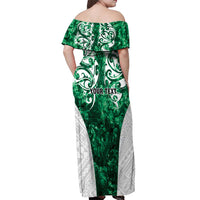 Queensland Maori Kiwi Personalised Off Shoulder Maxi Dress Kikirangi Papua Shell Maori Tribal Tattoo LT9 - Polynesian Pride